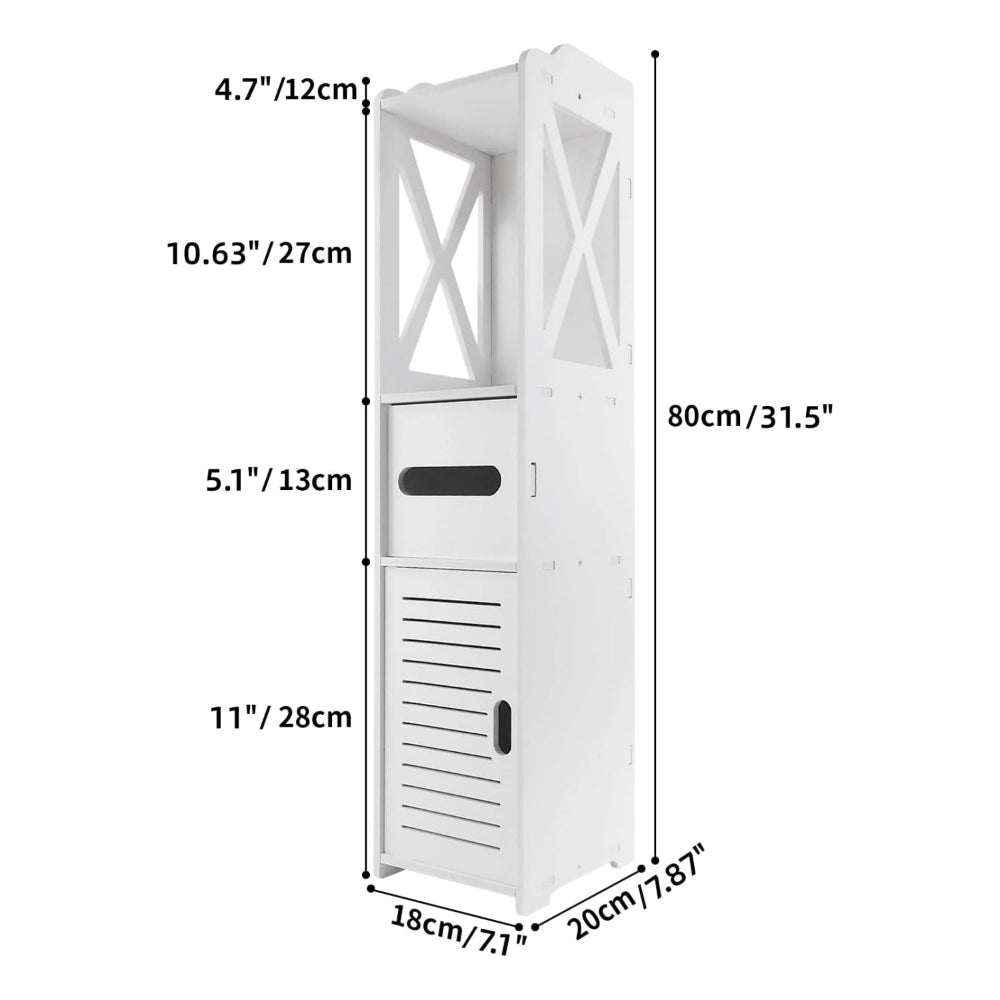 Waterproof Bathroom Cabinet - Compact Freestanding Storage 80x18x20cm