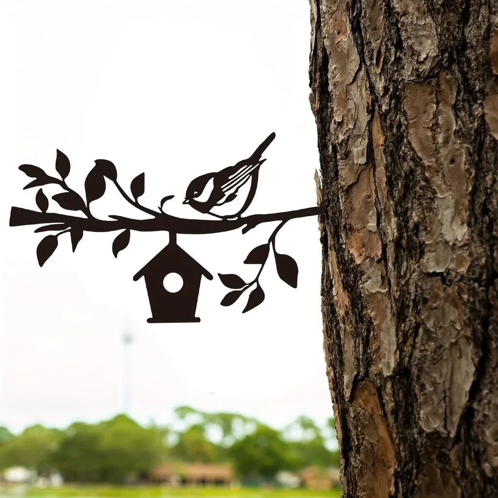 Metal Sparrow Garden Stake - Art Deco Yard Decoration