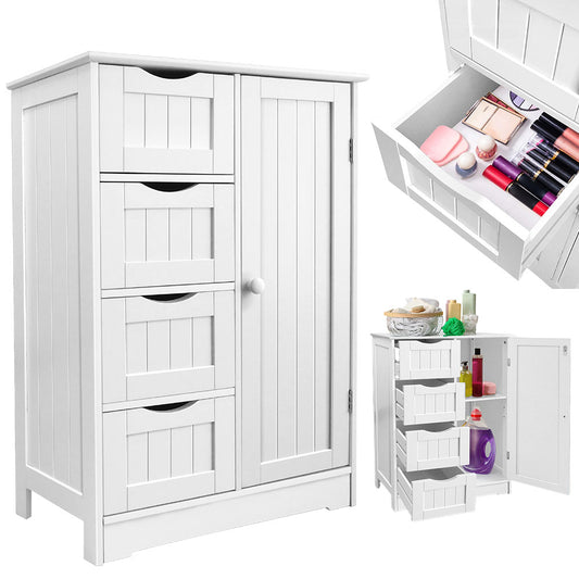 4 Drawer White Cupboard - Multi-Functional Bathroom Organizer