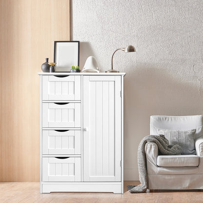 4 Drawer White Cupboard - Multi-Functional Bathroom Organizer