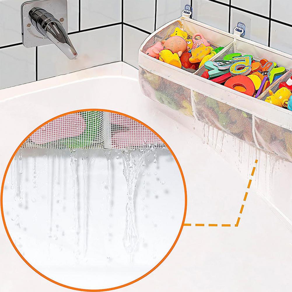 Bath Toy Organizer 3 Compartment Wall Mounted Storage Bag