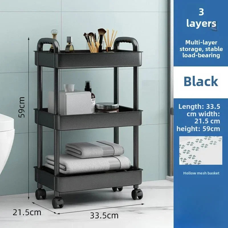 3-Tier Rolling Cart: Versatile Storage for Home & Office