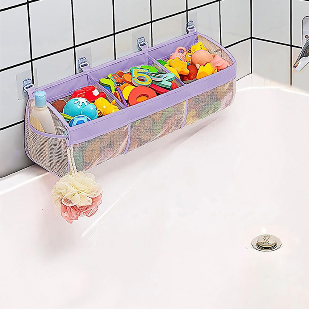 Bath Toy Organizer 3 Compartment Wall Mounted Storage Bag