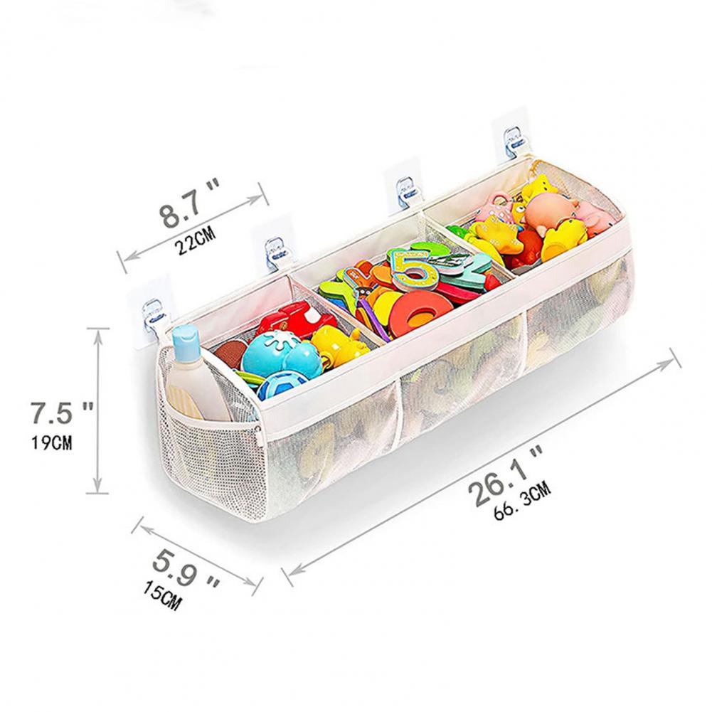 Bath Toy Organizer 3 Compartment Wall Mounted Storage Bag