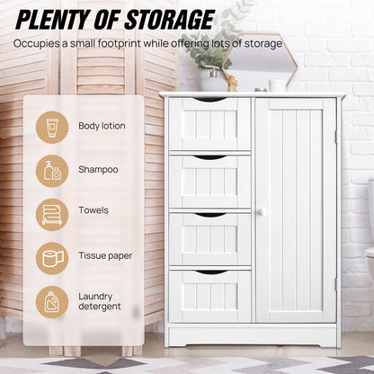 4 Drawer White Cupboard - Multi-Functional Bathroom Organizer