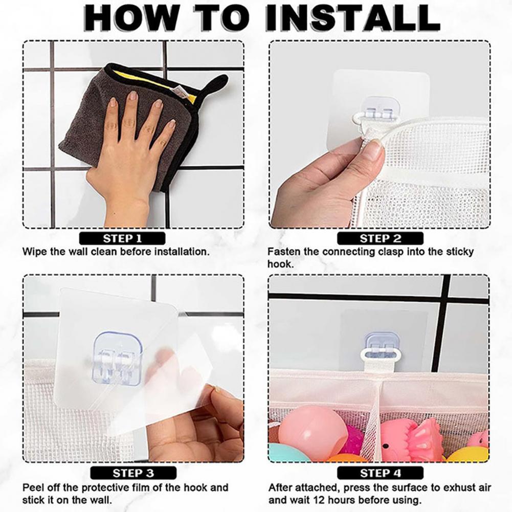 Bath Toy Organizer 3 Compartment Wall Mounted Storage Bag