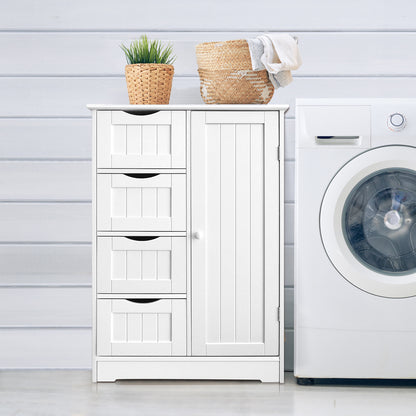 4 Drawer White Cupboard - Multi-Functional Bathroom Organizer