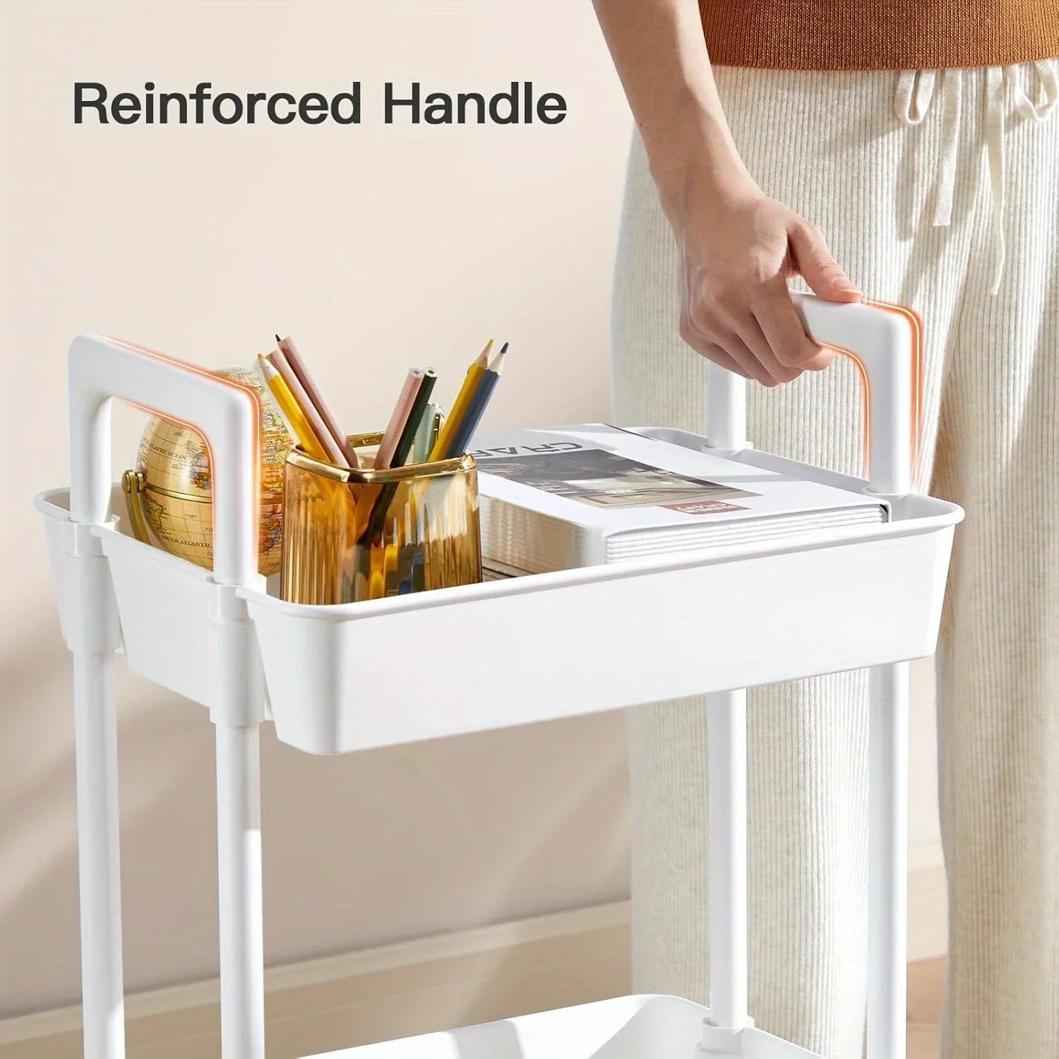 3-Tier Rolling Cart: Versatile Storage for Home & Office